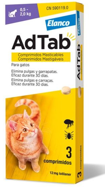 Adtab Gato > 0,5-2Kg - 12mg  x3 Comprimidos
