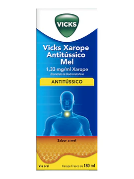 Vicks Xarope Antitussico Mel, 1,33mg/mL-180mL x 1 xar medida
