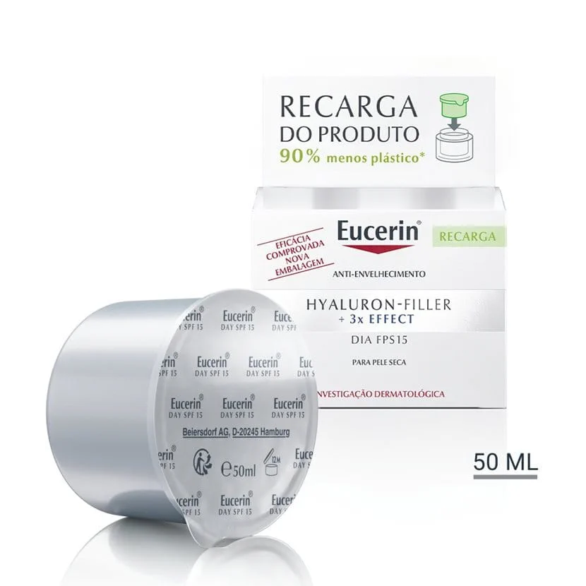 Eucerin Hyaluron-Filler x3 Effect Creme de Dia - Pele Seca FPS 15 Recarga 50ml