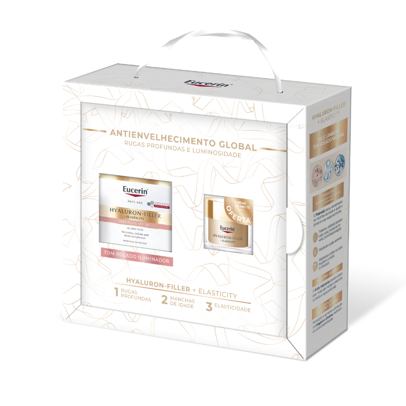 Eucerin Coffret Natal Hyaluron-Filler Elasticity | Creme Dia Rose SPF30 + Creme Noite