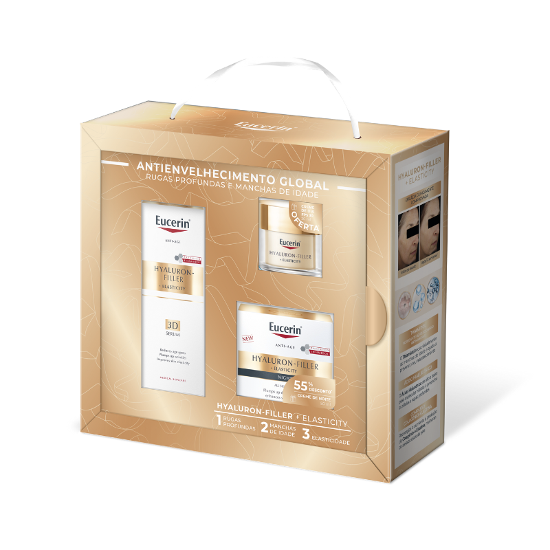 Eucerin Coffret Natal Hyaluron-Filler Elasticity | Sérum 3D + Creme Noite + Creme Dia FPS30
