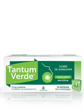 Tantum Verde Menta Sem Açucar, 3 mg x 20 pastilhas 