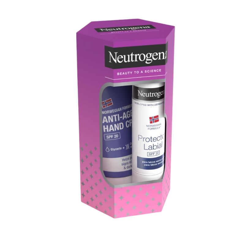 Neutrogena Pack Creme Mãos Anti-Envelhecimento + Stick Labial SPF20 | Proteção Diária