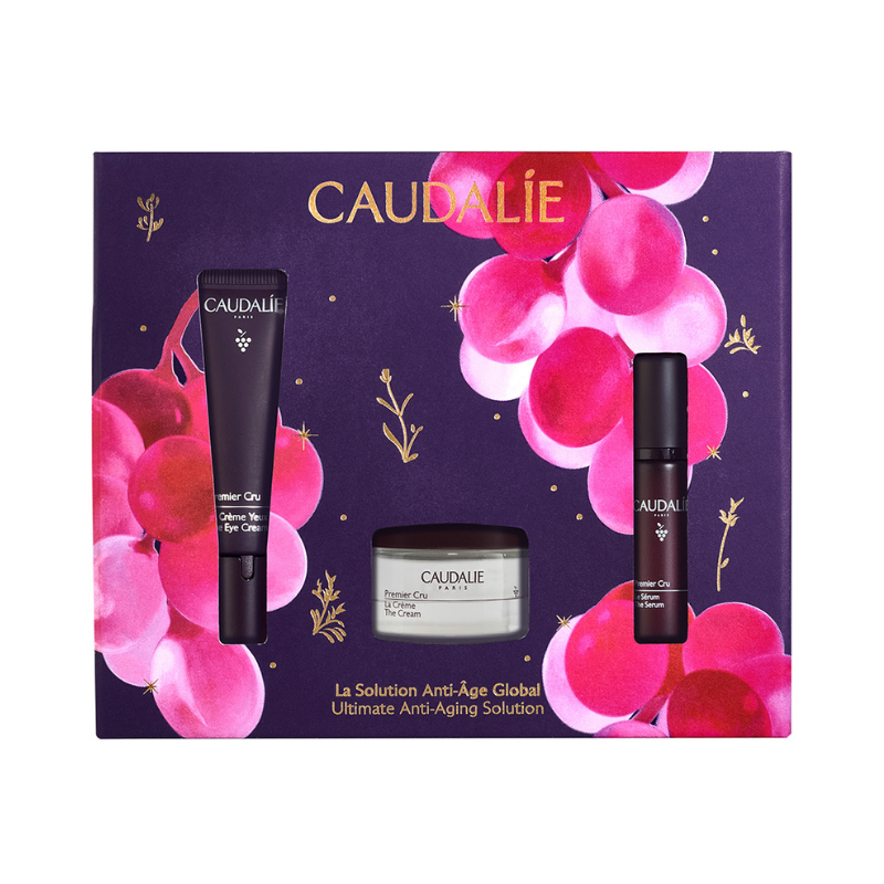Caudalie Coffret Natal 2025 Antienvelhecimento Global | Premier Cru Creme Olhos + Sérum + Creme Dia