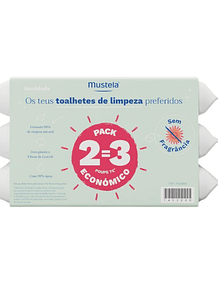 Mustela Bebé Toalhetes de Limpeza Sem Perfume Pack 3