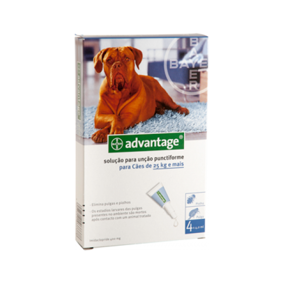 Advantage Cães 25-40kg 4x 4ml Pipetas Solução Punctiforme