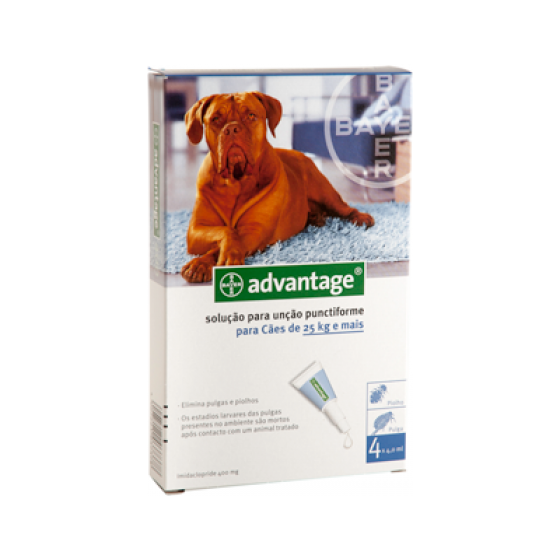Advantage Cães 25-40kg 4mlx4 Pipetas Solução Punctiforme