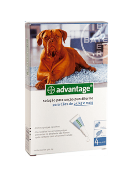 Advantage Cães 25-40kg 4x 4ml Pipetas Solução Punctiforme