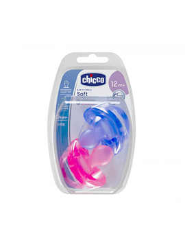 Chicco Chupeta Physio Soft Silicone Girl + 12 meses 2 unidades