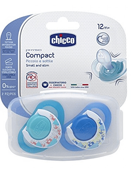 Chicco Chupeta Physio Compact Silicone 12m+ Azul (2unid)