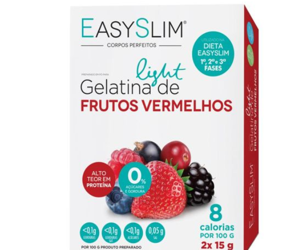 EasySlim Gelatina Light Frutos Vermelhos 2x Saquetas 15 Gramas