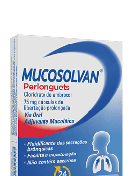 Mucosolvan Perlonguets, 75 mg x 20 cápsulas libertação prolongada 