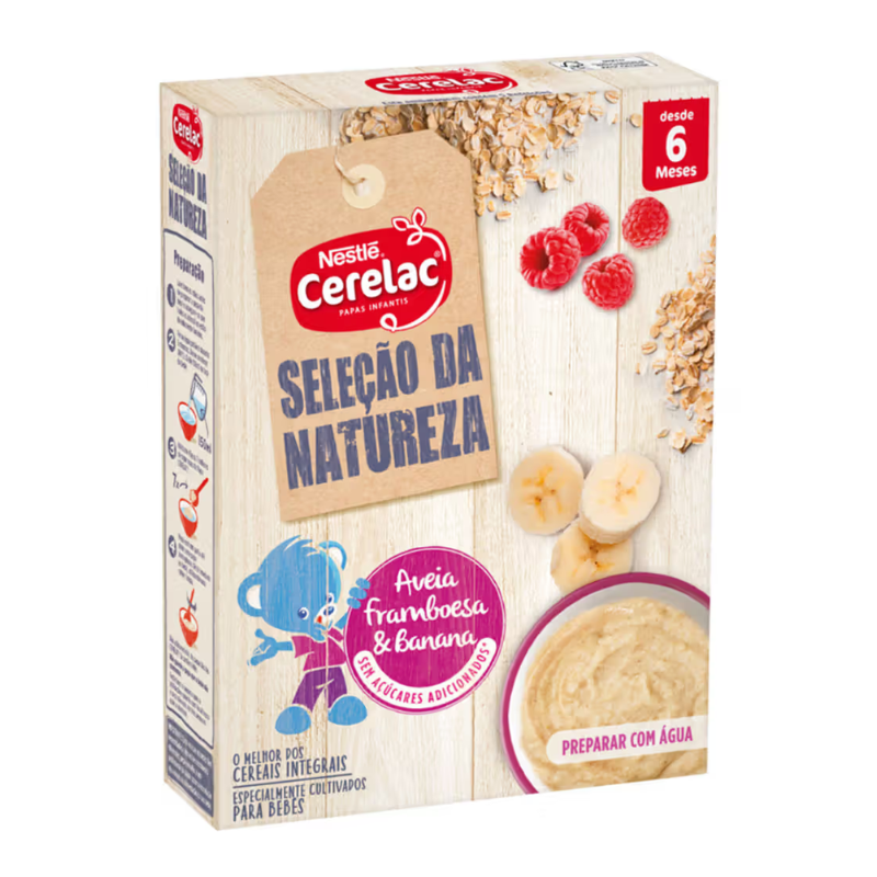Cerelac Papa Láctea Aveia Framboesa Banana +6 Meses | Preparação com Água
