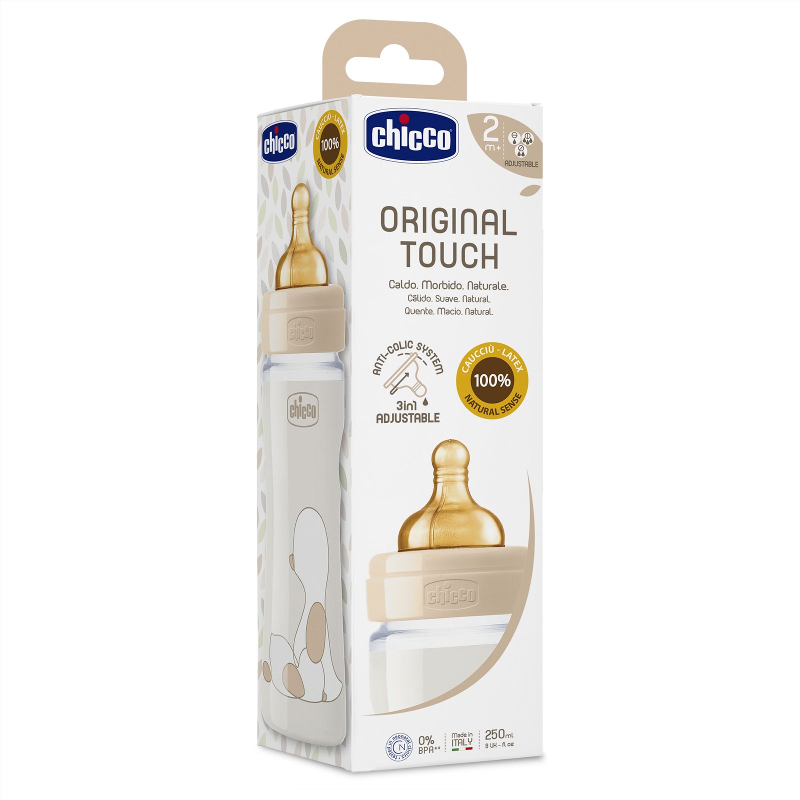 Chicco Biberão Original Touch 2m+ 250ml bege