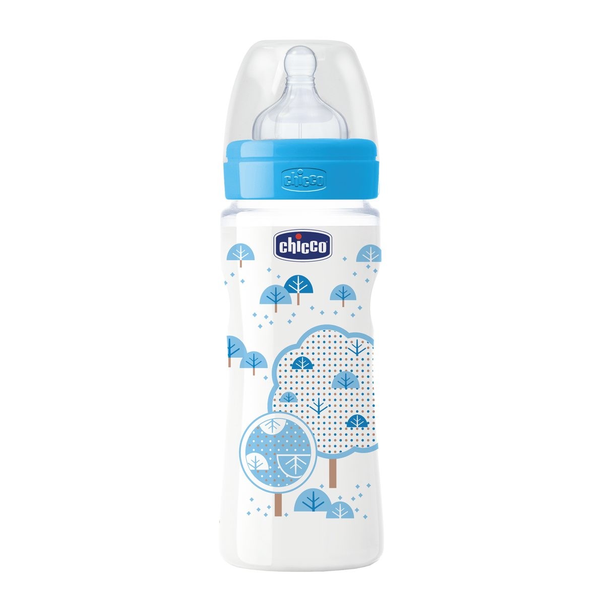 Chicco Biberão Well Being Azul 330ml Silicone 4m+