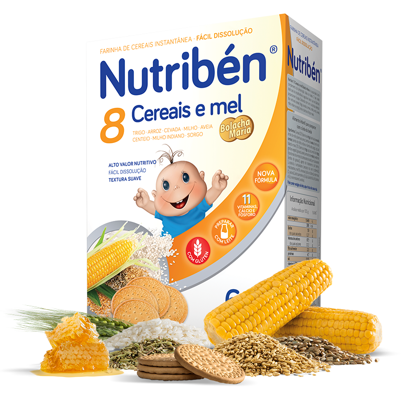 Nutribén Farinha 8 Cereais, Mel e Bolacha Maria 6m+ - 300g