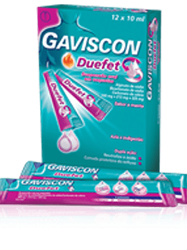 Gaviscon Duefet, 500/213/325 mg x 12 suspensão oral saquetas 