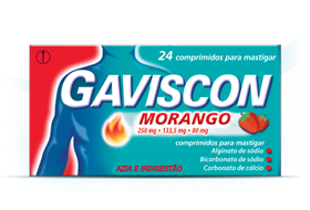 Gaviscon Morango, 250/133,5/80 mg x 24 comprimidos mastigáveis 