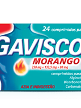 Gaviscon Morango, 250/133,5/80 mg x 24 comprimidos mastigáveis 