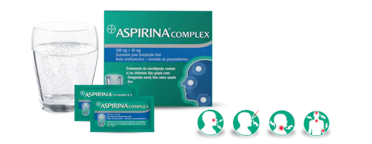 Aspirina Complex , 500 mg + 30 mg 10 Saqueta Granulado suspensão oral