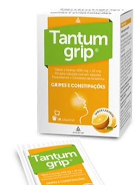 Tantumgrip sabor a laranja, 600/10 mg x 10 pó solução oral saquetas 