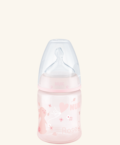 NUK First Choice Rose&Blue Biberão Silicone 0-6 meses 150ml Coelho Rosa