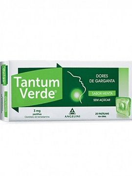 Tantum Verde Menta Sem Açucar, 3 mg x 20 pastilhas 