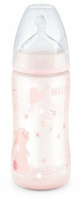 Nuk First Choice Rose/Blue Biberão Silicone 0-6m 300ml Coelho Rosa