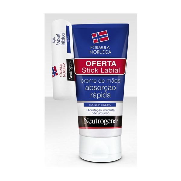 Neutrogena Creme Mãos Absorção Rápida Textura Ligeira +Oferta Stick Labial Hidratante