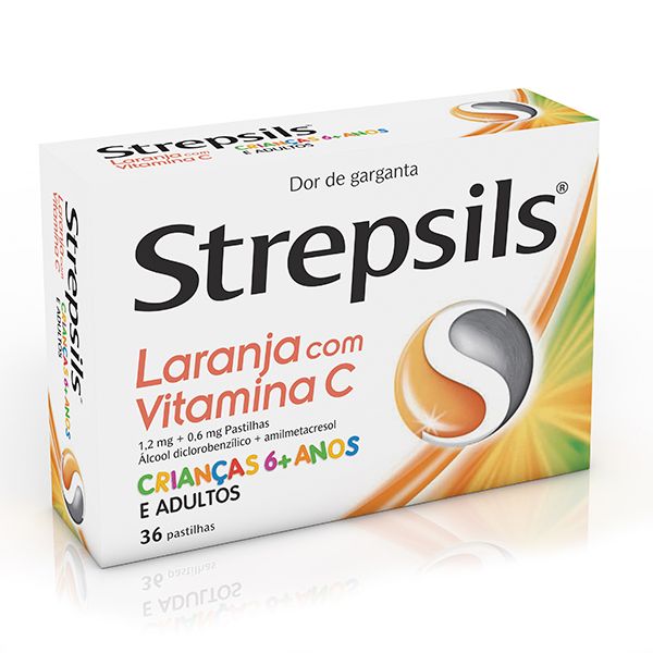 Strepsils Laranja com Vitamina C, 1,2/0,6 mg x 36 pastilhas 