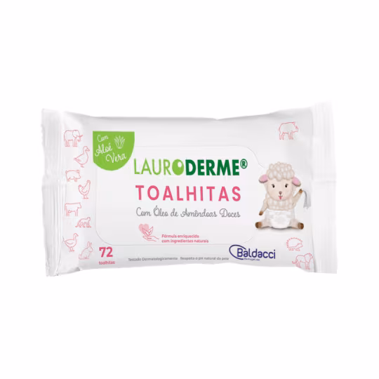 Lauroderme Toalhitas de Aloe Vera 72 Unidades