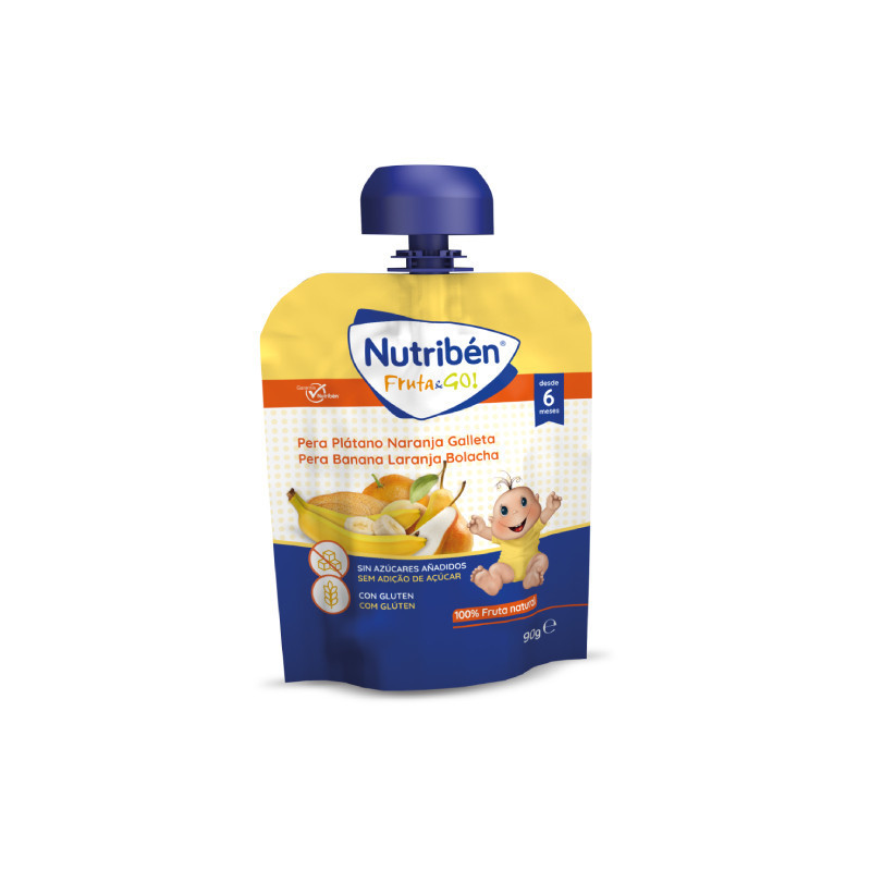 Nutribén Fruta&Go Pera, Banana, Laranja e Bolacha 90g