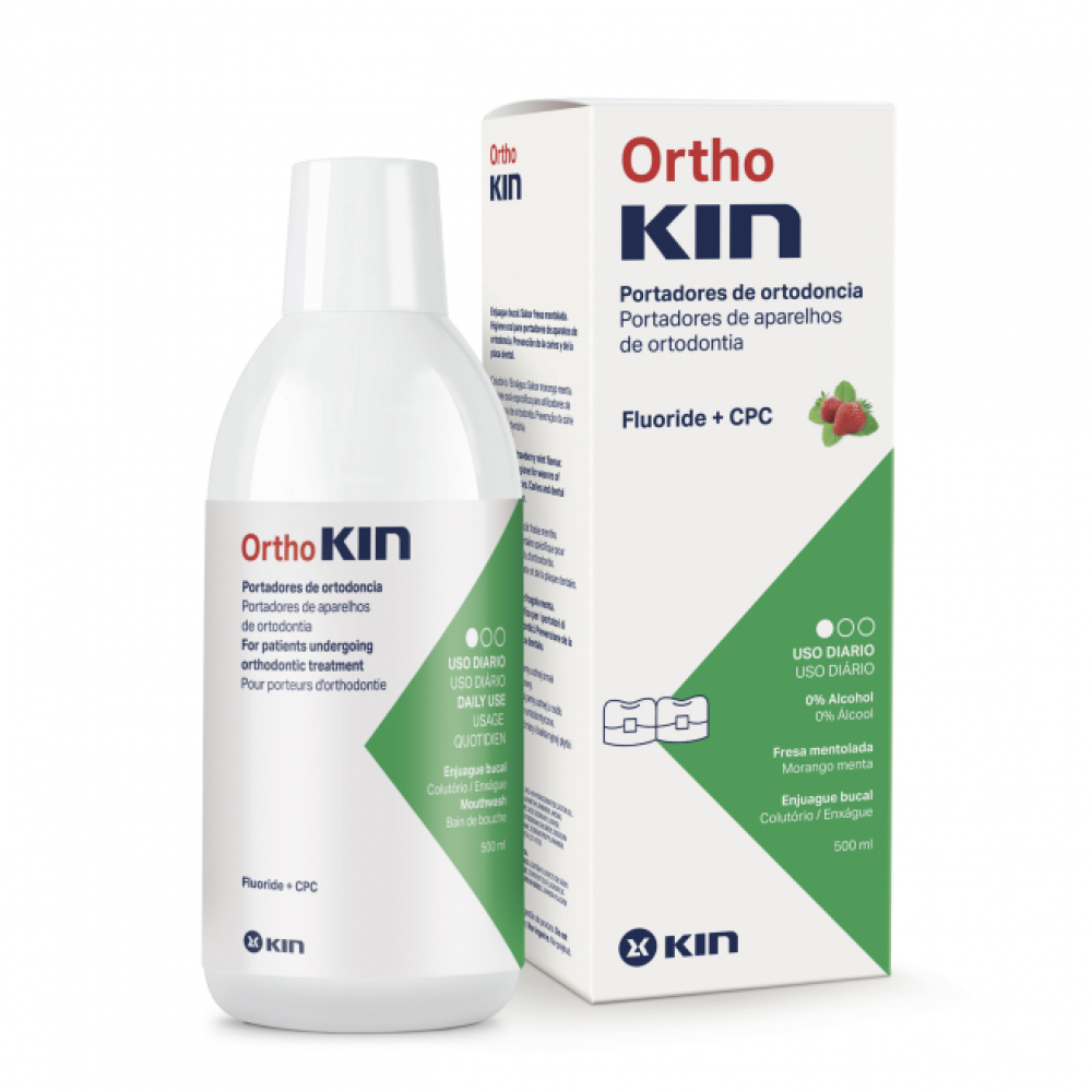 Kin Ortho Colutório Prevenção de Cáries Morango/Menta 500ml