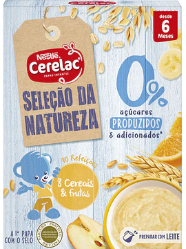 CERELAC Seleção da Natureza 0% Açúcares 8 Cereais & Frutas 160g