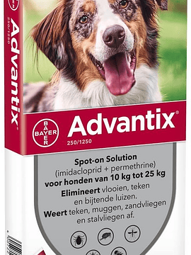 Advantix Cães 10-25kg 2,5ml x4 Pipetas Solução Punctiforme