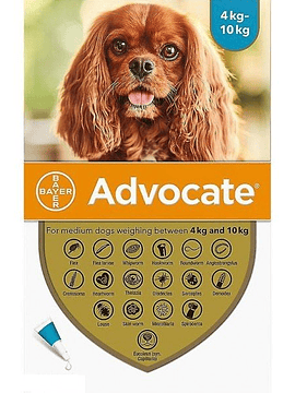 Advocate Cães 4-10kg, 100/25mg 1mlx3 Pipetas Solução Punctiforme 