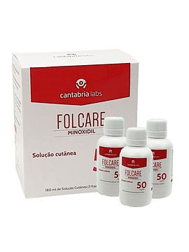 Folcare Minoxidil Solucão Cutânea 50 mg/ml 60ml  x 3 Frascos