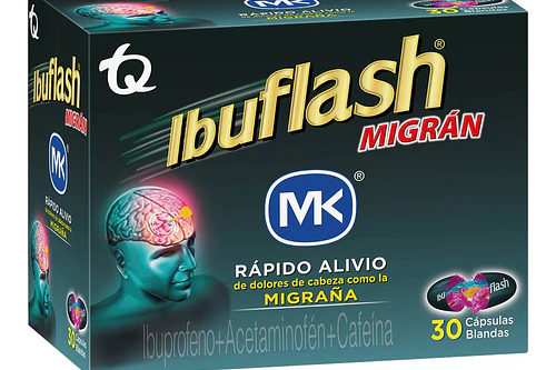 Ibuflash Migran 400mg-250mg-65mg blister 2cap blandas