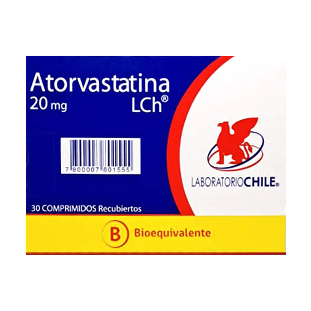 Atorvastatina 20 mg Lab Chile x 30 comprimidos recubiertos 1