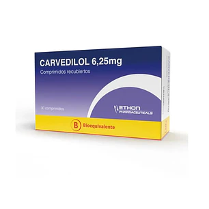 Carvedilol 6.25 mg Ethon x 30 comprimidos recubiertos 
