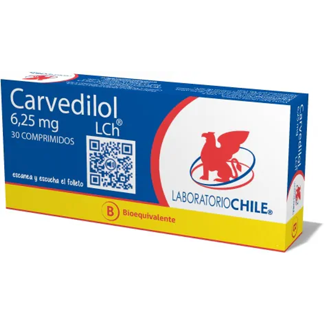 Carvedilol 6.25 mg Lab. Chile x 30 comprimidos 1