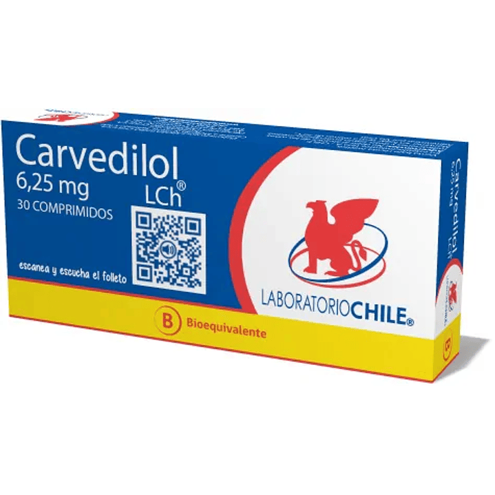Carvedilol 6.25 mg Lab. Chile x 30 comprimidos 1