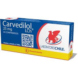 Carvedilol 25 mg Lab Chile x 30 comprimidos