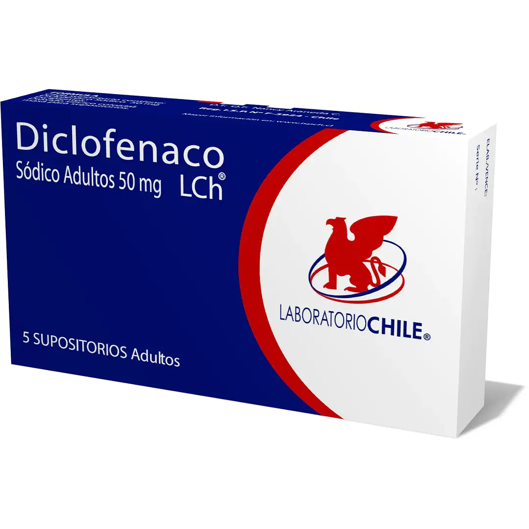 Diclofenaco Sódico 50 mg Lab Chile x 5 supositorios adultos 1