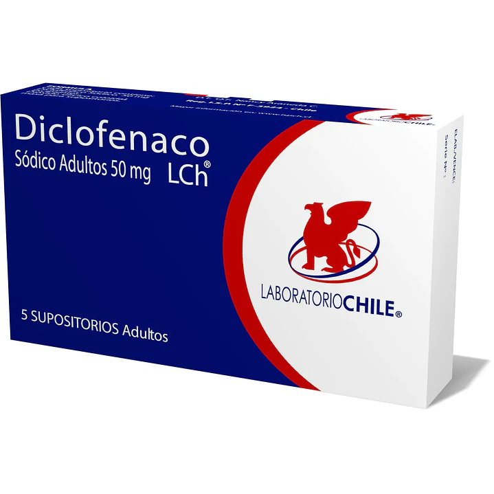 Diclofenaco Sódico 50 mg Lab Chile x 5 supositorios adultos 1