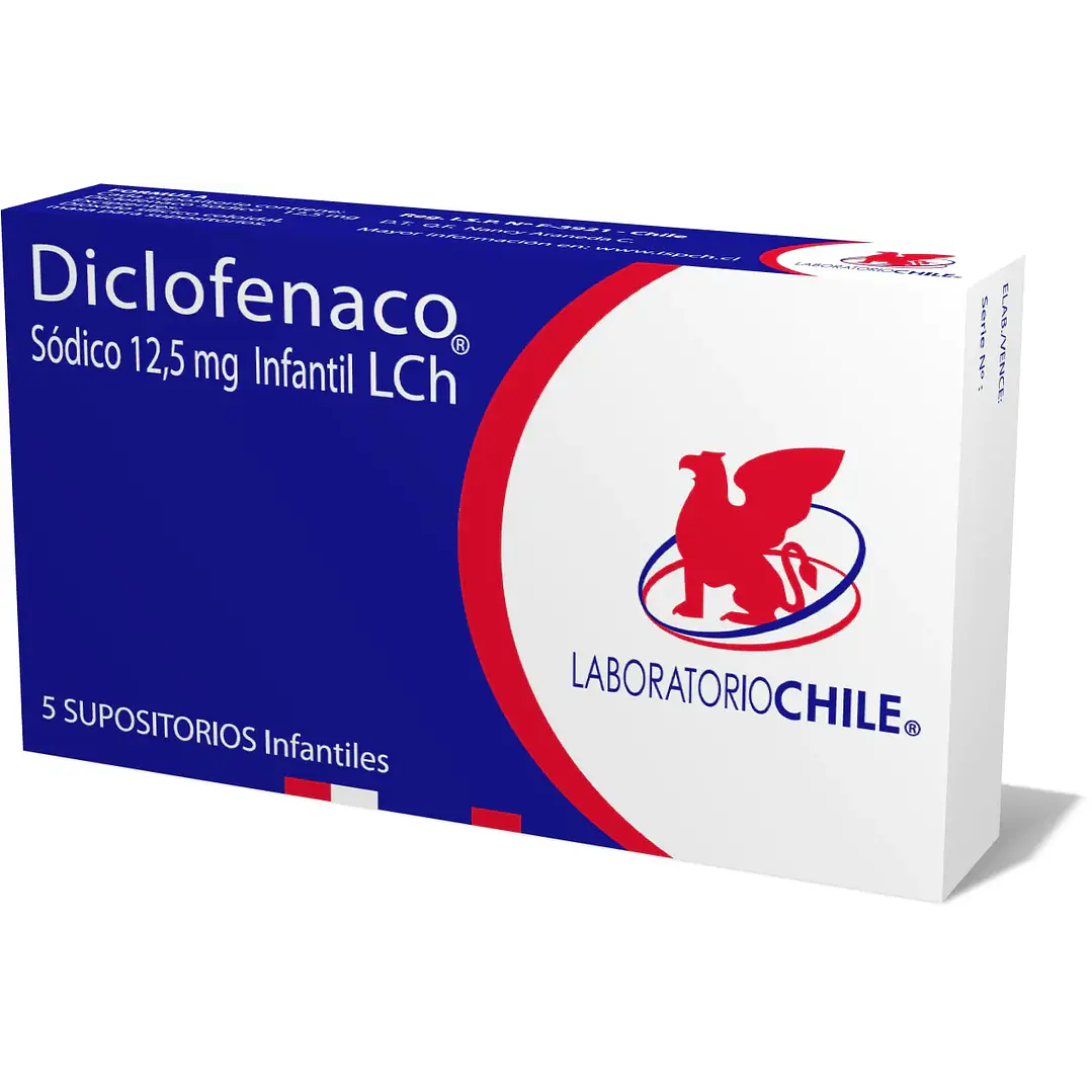 Diclofenaco Sódico 12,5 mg Lab Chile x 5 supositorios infantiles 1