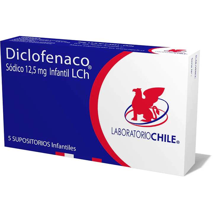 Diclofenaco Sódico 12,5 mg Lab Chile x 5 supositorios infantiles 1