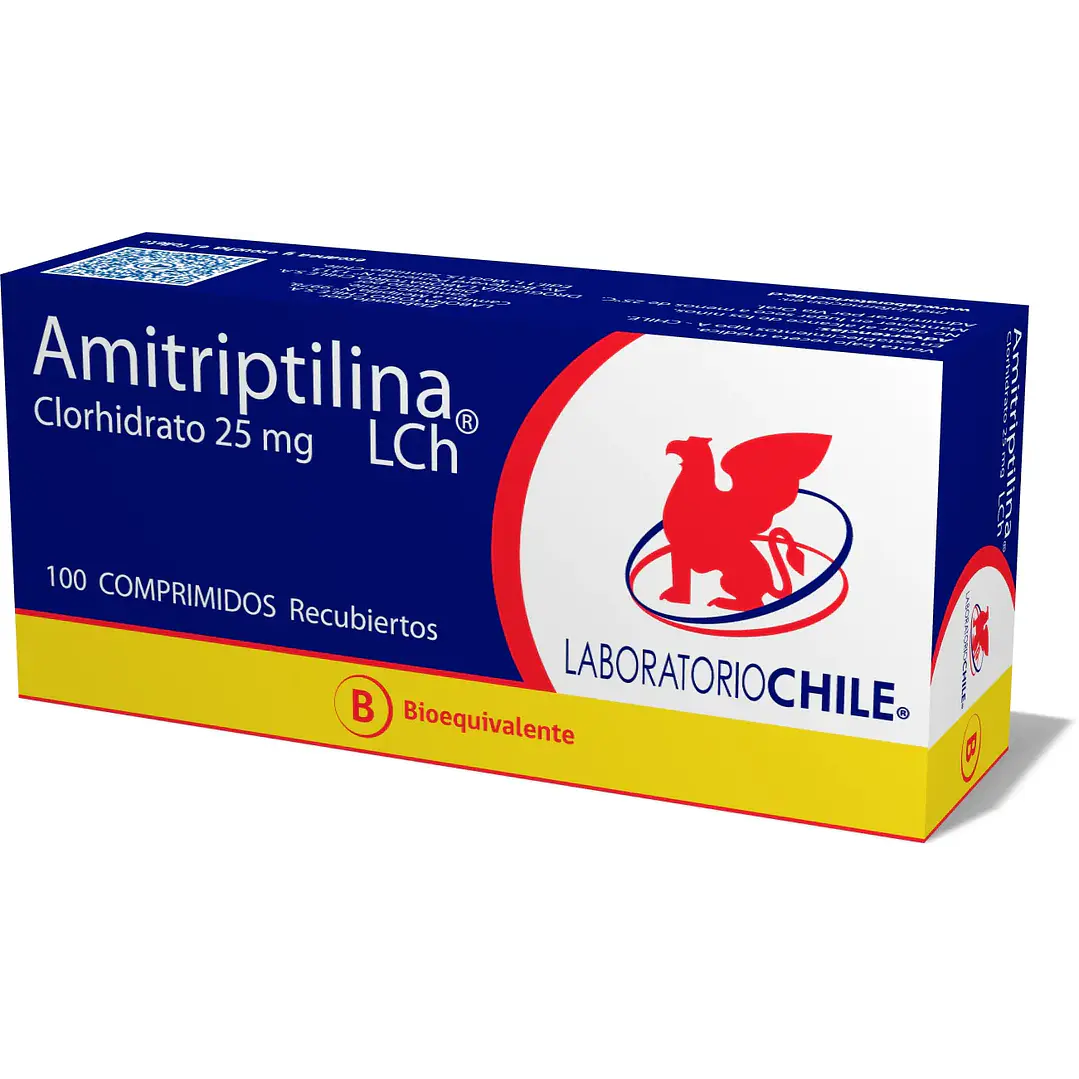 Amitriptilina Clorhidrato 25 mg Lab Chile x 100 comprimidos recubiertos 1