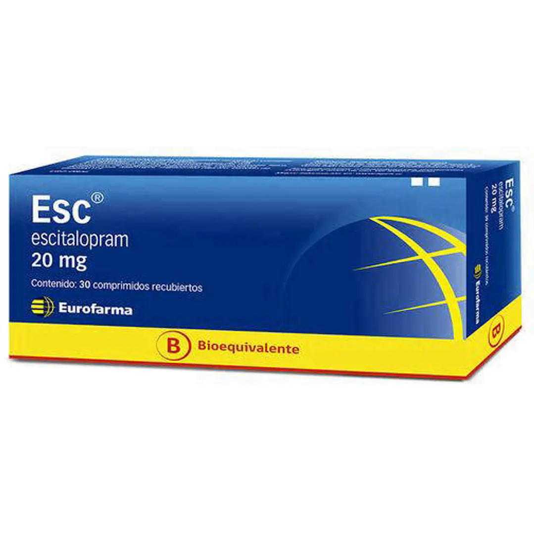 Esc Escitalopram 20 mg Eurofarma x 30 comprimidos recubiertos 1