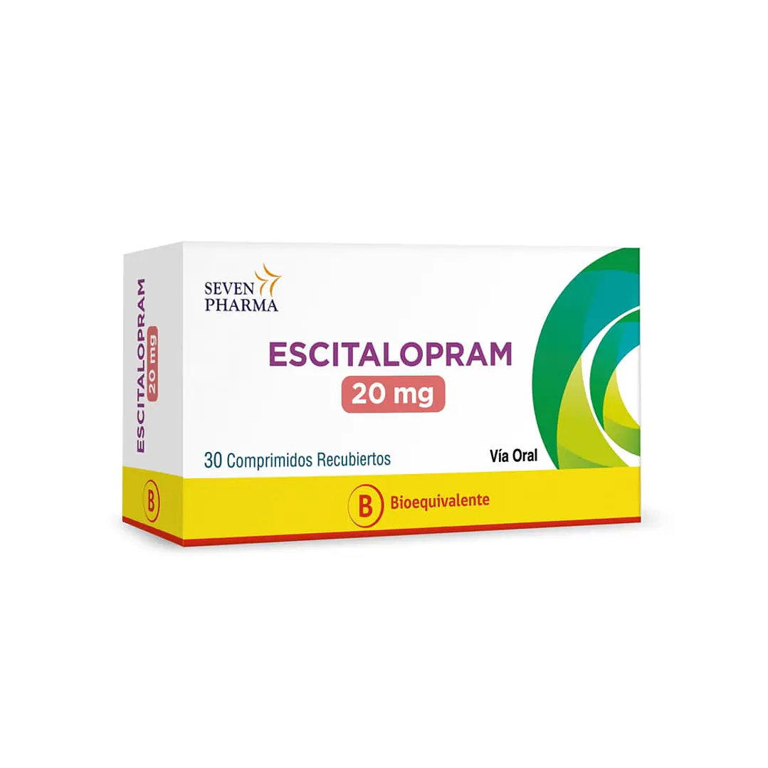Escitalopram 20 mg Seven Pharma x 30 comprimidos recubiertos 1